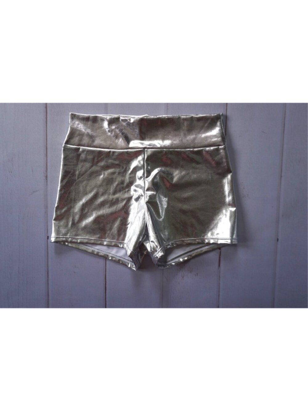 Women's Metallic Booty Shorts High Waisted Shiny Rave Bottoms- Size S - Picture 3 of 6